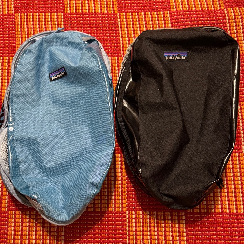 Patagonia Black and Light Blue Compression Packing Cube Bags